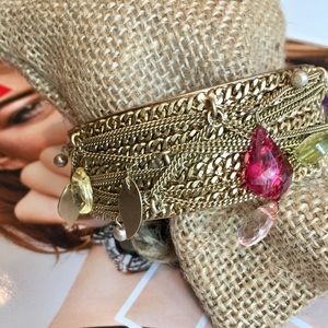 Multi Jewel & Chain Bangle